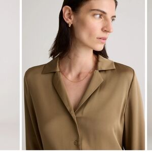 Quince washable stretch silk notch collar blouse